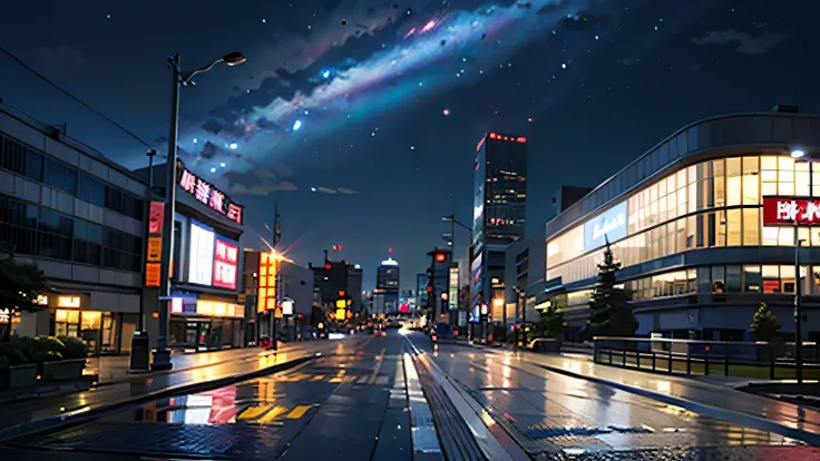 (masterpiece),(highest quality),night、Starry Sky、Akihabara、Landscape without people