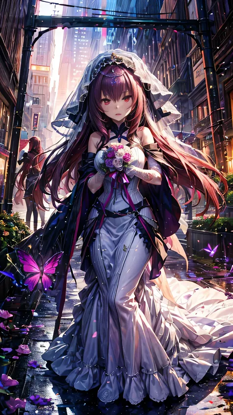 wedding dress、beautiful、god々death、bride、wedding style、scathach、high resolution、high quality