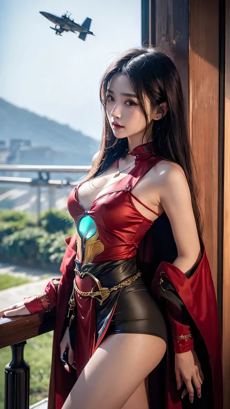 Highest quality、Highest quality、Masterpiece、girl((18-year-old、as soon as、Highest Bust、Medium Bust、Wide open chest、Red glowing eyes、Black Ear、Red Mesh、Disheveled Hair、Loincloth、thin、The best valley、Open chest、Red Cape、hair ornaments、Full body view、short tro...