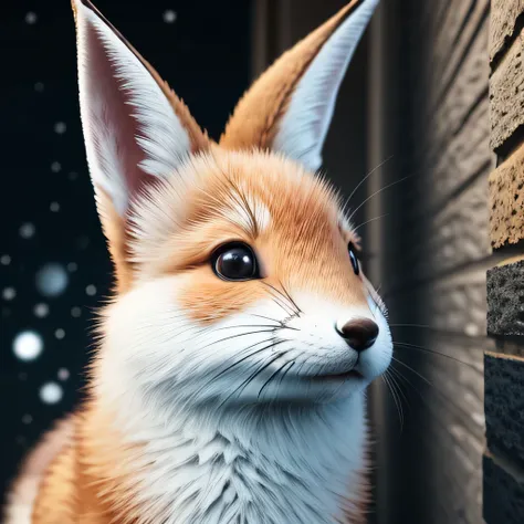 RAW photo, 8K, realistic, masterpiece, insanely detailed, rabbit fox, space , daylight