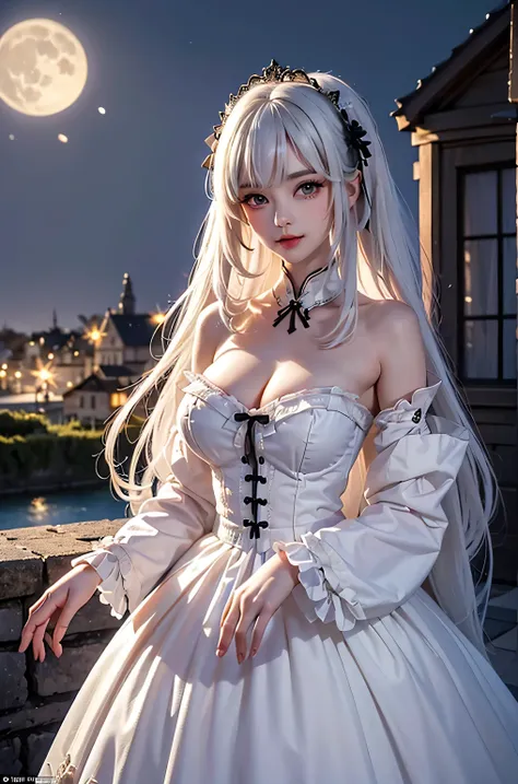 (masterpiece:1.4, best quality, 8k, dutch angle,Realistic、Photorealistic illustrations, Every detail、Intricate details)(1girl, solo)(cute girl, Detailed faces down to the smallest detail、 huge beautiful breasts, beauty white hair:1.5, Cute Asian Girl、Beaut...