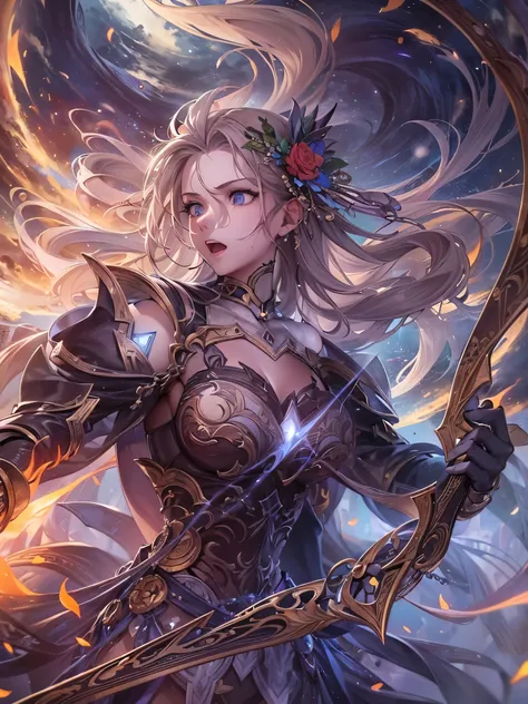 ((highest quality)),(Ultra-high resolution),(Very detailed),(Detailed Description),((The best CG)),(A masterpiece),Ultra-detailed art,Amazing drawing art,(Art with precise detail:1.5), (Female Heroes:1.4), Light, fight,