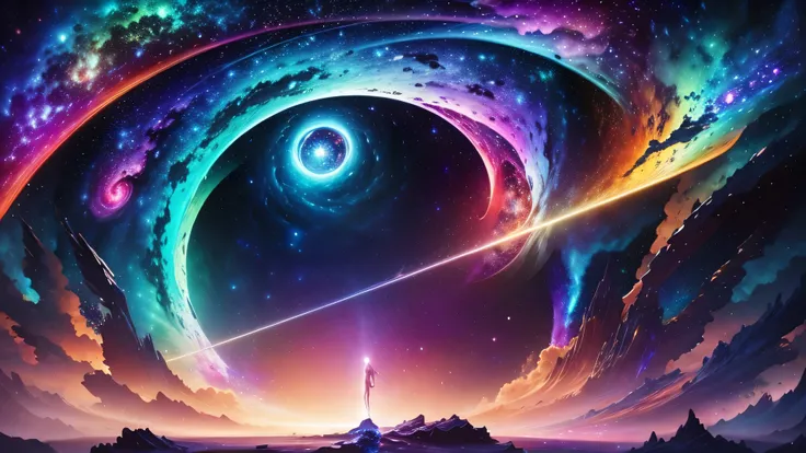 4k resolution, vibrant colors, galaxy, cosmic landscape, nebula, swirling stars, glowing celestial bodies, ethereal atmosphere, majestic space scene, dynamic energy, intricate details, captivating composition, awe-inspiring grandeur, photorealistic quality...