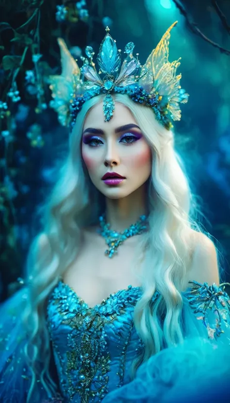 fairy queen，artistic photography, style of bella kotak, a closeup shot of a fairy, whimsical landscapes and settings, intricate ...