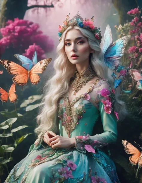 elf，whole body，artistic photography, style of bella kotak, a closeup shot of a fairy, whimsical landscapes and settings, intrica...