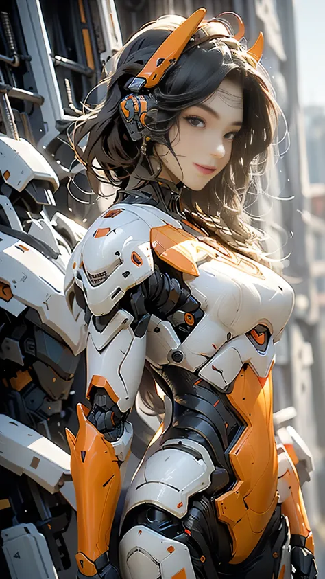 (masterpiece), (best quality), high resolution, 4K, girl, perfectbody, exoskeleton, mecha armor, mechagirl001, anchemixmecha, super detailed armor, red armor, head gear