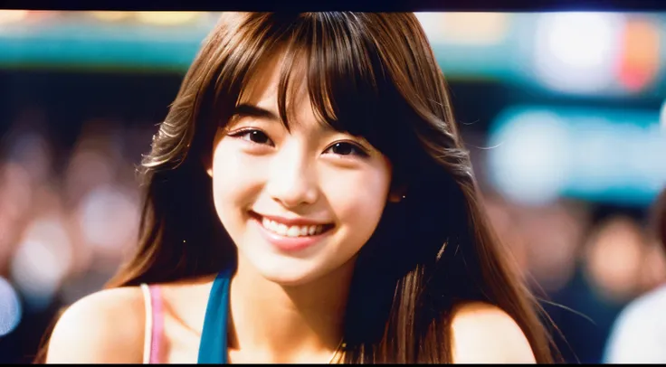 Japanese、Female idols of the 1980s、Ultra-realistic photos, Detailed face, Concert Venues、Long Hair、smile