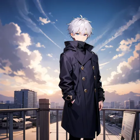 "Standing in a high-resolution fantasy landscape、Create an illustration of a young man with a modern fashion sense。He is a character inspired by Gojo Satoru.、It has the following features:：

The young man is tall、has a slim figure。
His hair is silver、Her b...