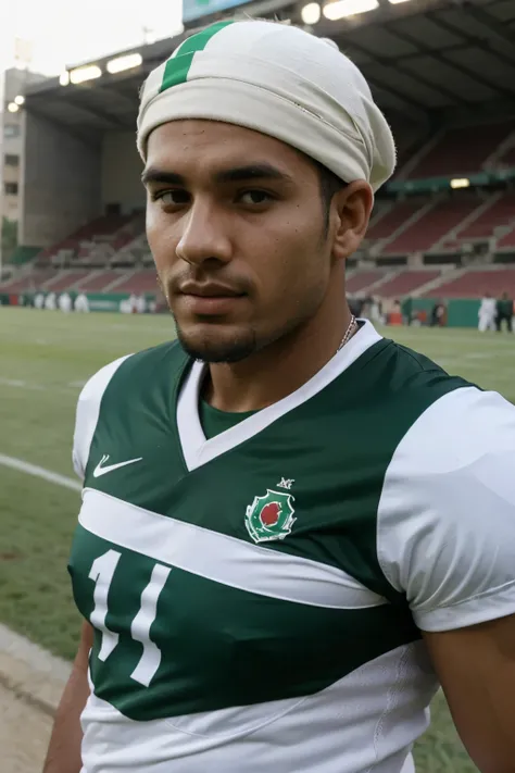 a Football player from marroco with Palestine flag