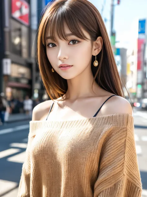 Ultra High Definition, Superior Quality, Premier Quality, ultra detailed, Photorealistic, 8k, RAW Photos, highest quality, masterpiece, Attractive girl, Stunning girl, Brown Hair, Shoulder Length Layered, asymmetrical bangs, Japanese Idol, Sophisticated, S...