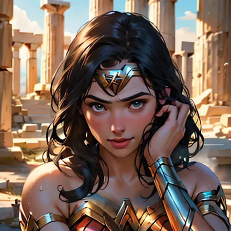 (masterpiece:1.3), (8k, Realistic, RAW Photos, highest quality: 1.4), ((One girl)), ((Gal Gadot, WONDER WOMAN)), Beautiful Face, (Realistic Face), Beautiful hairstyle, Realistic eyes, Beautiful fine details, (Realistic Skin), Beautiful Skin, Absurd, Charm,...
