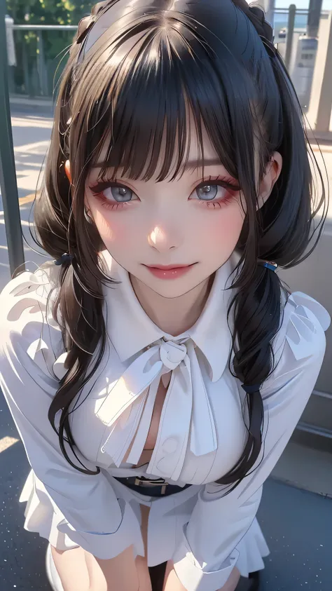 squatting,(breast squeeze),(random cute uniform),(random hairstyle),(Thin type:1.5),(large breasts),(Highest image quality,(8K), Ultra-realistic, Best Quality, High quality, High Definition, high quality texture, high detailing, Beautiful detailed, fine de...