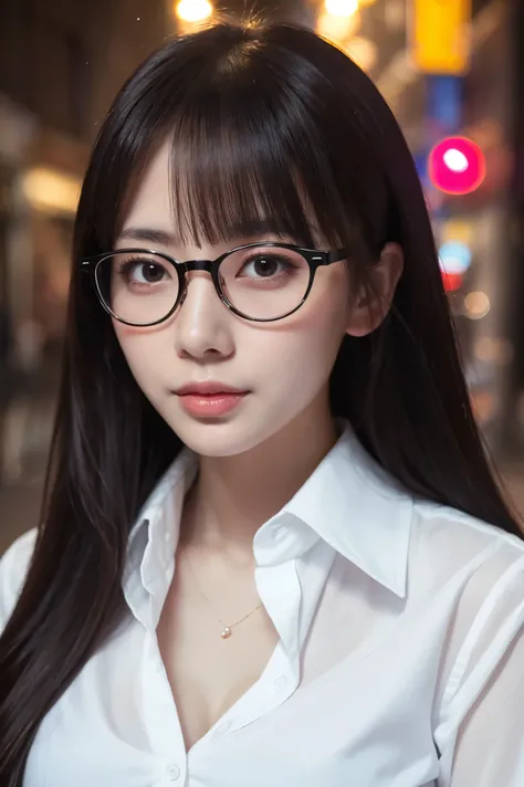 (highest quality、Tabletop、8k、Best image quality、Award-winning works)、One beautiful woman、Age 25、Perfect beautiful composition、(Classy glasses:1.1)、(Cleavage:1.1)、Big breasts that look like they might burst、Accentuate your body lines、(Perfect and precise wh...