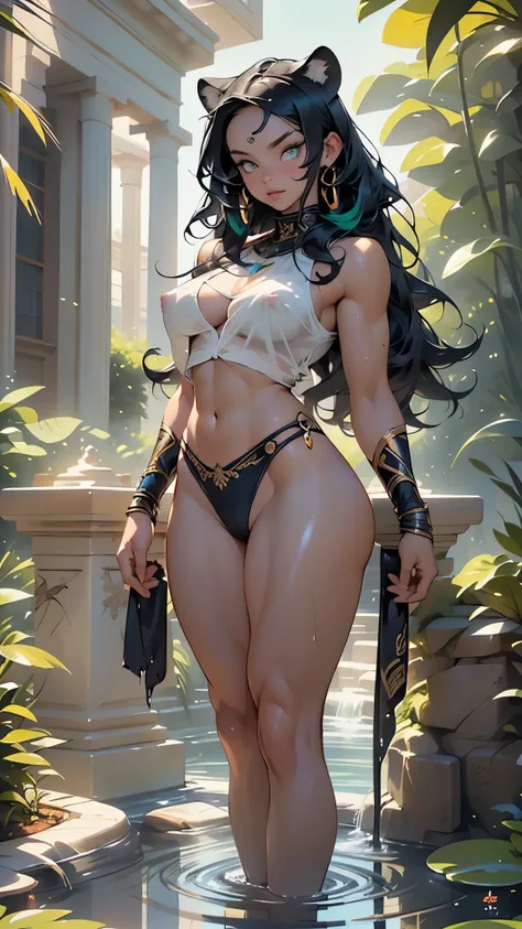 panther girl from ancient Egypt,(((panther woman,anthro furry cute,panther female warrior,panther-girl))),

(((panther ears,panther ears on head,big panther ears))),(large breasts:1.4,),(((absurdly long unkept hair,dark hair,black hair,very long hair,volum...