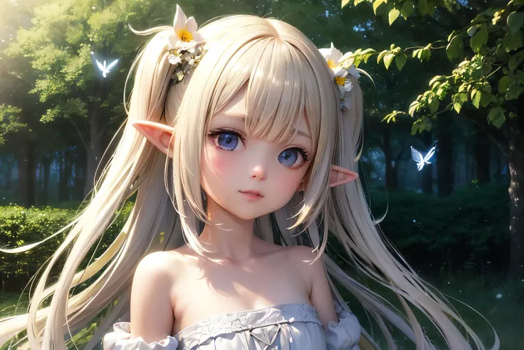 1 Fairy,bouquet,hair ornaments,Fairyのwing,wing,wing根,大きなwing,Lolitar,12歳のgirl,young,Transparency,happiness,smile,smile,Happy,White skin,Lip gloss,Realistic, 35mm, Intricate details, High resolution, Intricate details, Super detailed, Natural skin texture, ...