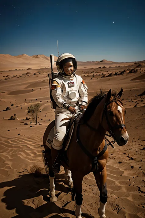 Astronaut horse riding on mars