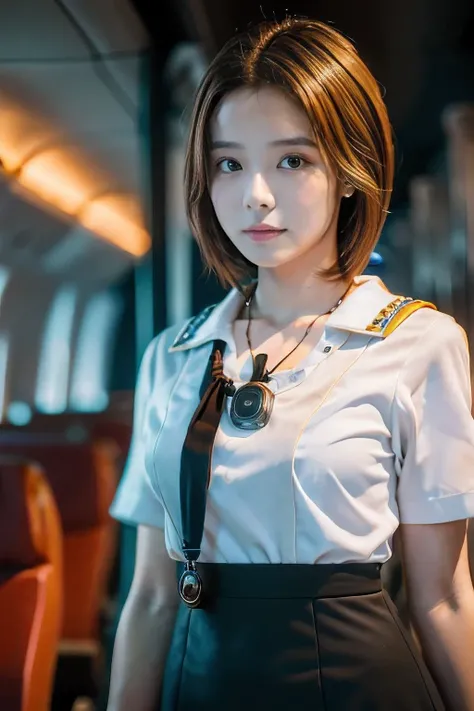 (An 18-year-old woman working on an airplane:1.5)、(Stern profile:1.2)、(The best quality at its best:1.4), (Super detailed), (Very detailed CG unified 16k), Beautiful woman with perfect figure: 1.4, Sharp focus: 1.2, Very detailed, High-quality RAW color ph...