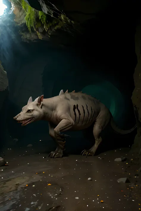 
Quadruped creatures are grotesque and terrifying-looking beings that live in the depths of caves.. Tienen una apariencia distorsionada, como si fueran una amalgama de diferentes animales, with characteristics that inspire fear and repulsion. His skin is p...