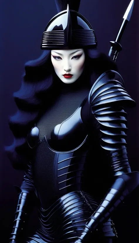 avant-garde and elegant female warrior in tight combat uniform，serge lutens is known for his avant-garde elegance。his works cont...