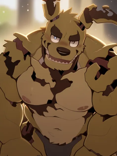 author: takemoto arashi, (1 boy), one, springtrap, animatronic, men's second, kemono, hot body, muscle, beautiful, sexual, attra...