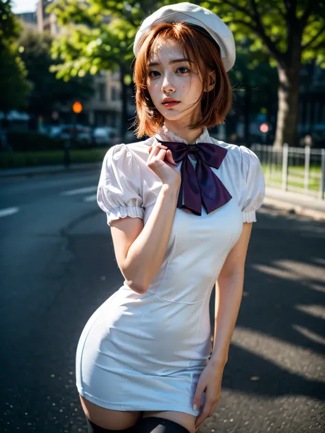 (1 lady), (Best quality at best:1.4), (ultra - detailed), (extremely detailed CG unified 16k), A Beautiful Woman with Perfect Figure: 1.4, Sharp Focus: 1.2, purple hair, very detailed, High-definition RAW color photo, professional photoshooting, amazing fa...