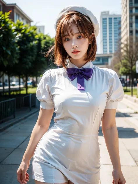 (1 lady), (Best quality at best:1.4), (ultra - detailed), (extremely detailed CG unified 16k), A Beautiful Woman with Perfect Figure: 1.4, Sharp Focus: 1.2, purple hair, very detailed, High-definition RAW color photo, professional photoshooting, amazing fa...