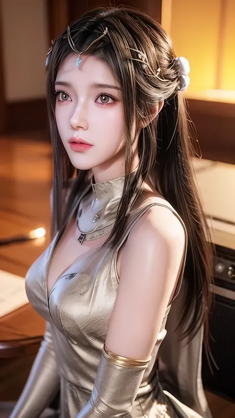 Close-up：A woman wearing bunny ears and a skirt，Beautiful anime CGI art，Realistic anime girl rendering，Realistic anime 3D style，Beautiful fantasy queen。