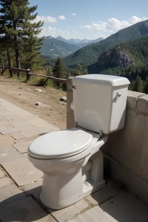 toilet in the middle of the mountains