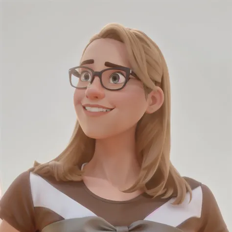 Uma mulher de cabelo preto, with glasses, estilo disney pixar, alta qualidade, melhor qualidade