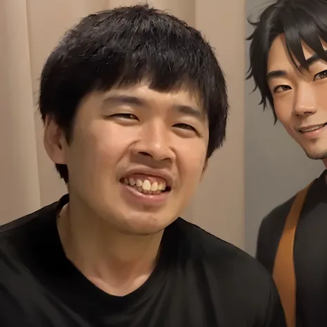 arafed asian man with a black shirt and a black shirt, A slightly happy look, Satoshi, nobutaka ike, toru narita, Tatsuya Endo, hikkikomori, Crazy Smile, Asian Face, Hes smiling, tomohiro shimoguchi, Tatsuyuki Tanaka HD, daigo ikeno