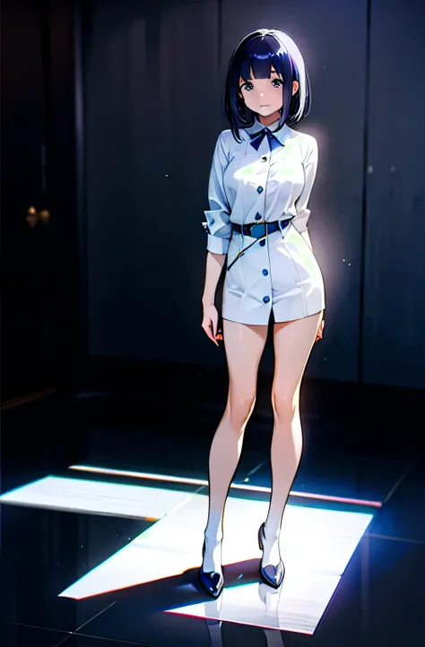 Yosano Akiko examining herself,  naked,  On my knees,  Full Body Shot