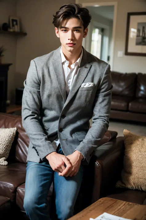 handsome man ,dress ,living room