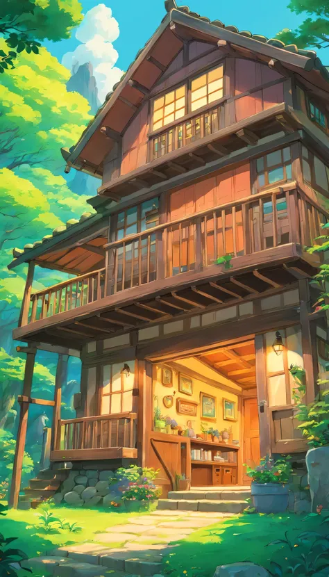 anime style cozy cabin manga