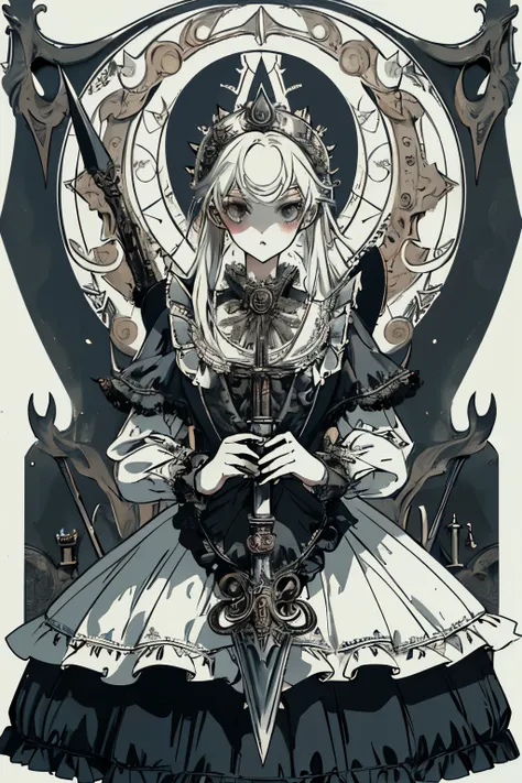 ((best quality)), ((masterpiece)), (detailed), perfect face ((best quality)), ((masterpiece)), (detailed), blank white background, plain background, white background, Bloodborne inspired,  occult aesthetic, occult, detailed and intricate steampunk and deta...