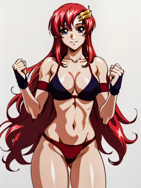 lacus4, (red bikini, running, thong, thin girl, masterpiece, cowboy shot, very slim shoulders, 4K, Best Quality, Anime style: 1.9, happy, Adult Woman, (ultra detailed head), (Drawing lines, high resolution, lacus4), 1girl, Solo, curvy figure, Long hair, cl...