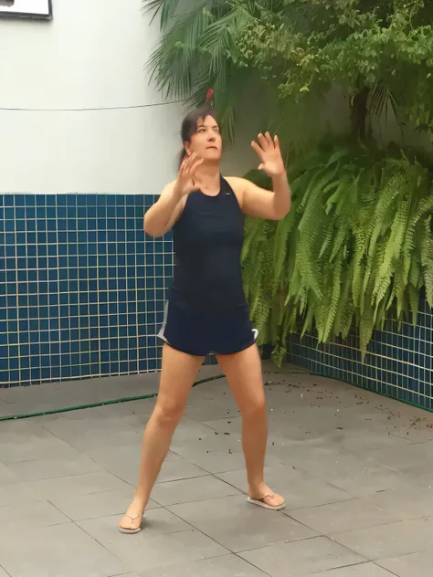 woman in a black dress is playing with a frisbee in a courtyard, outside, tai chi, inspired by Ma Quan, inspired by Liao Chi-chun, in an action pose, by Caro Niederer, competition winning, dance meditation, dramatic pose, an artistic pose, squatting down n...