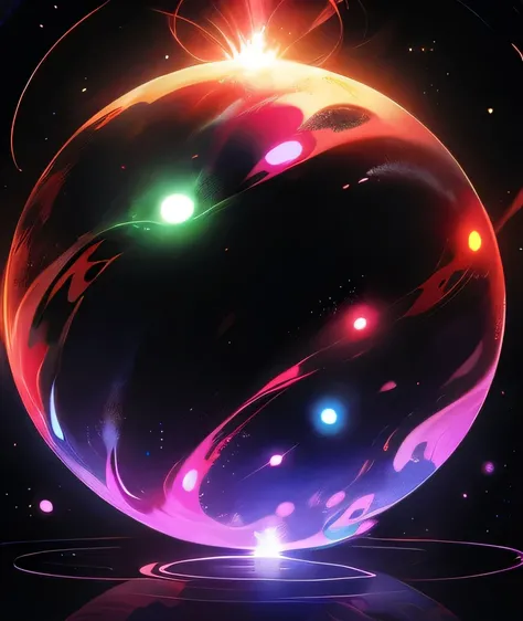 A multicolored energy orb , void background 