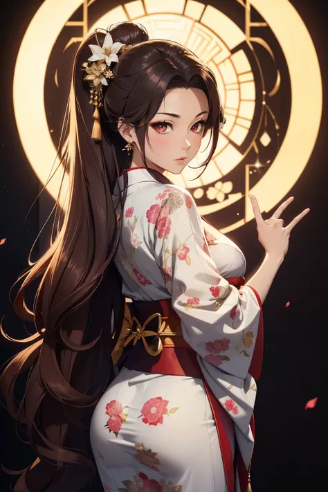 Mai Shiranui, adorned in an elegant kimono, assumes a bridal pose, exuding a captivating allure. With her striking facial features accentuated by the intricate design of the kimono, she presents a perfect face that is three-dimensional and detailed. Her ki...