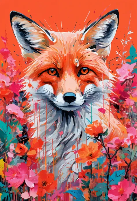 Graffiti, scribble, Comics by Petra Cortright, best quality, masterpiece, Fox artwork, Representative work, official art, Professional, Ultra intricate detailed, 8k, Fox art, colourful background 