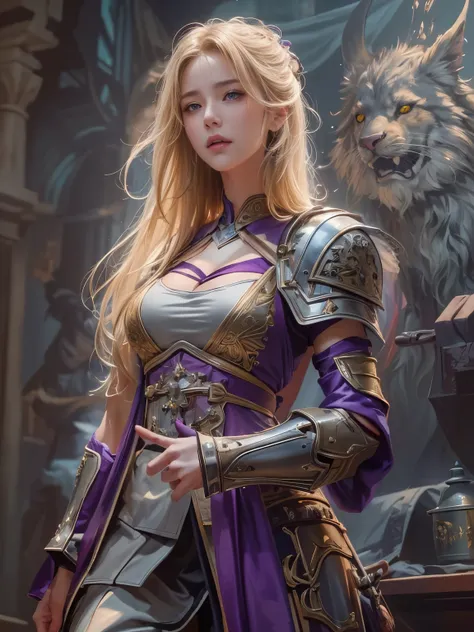 IU1, Serious expression, Model shooting style, (Highly detailed CG Unity 8k wallpaper), Full body photos of the most beautiful works of art in the world, (Medieval Armor:1.1), Professional, majestic oil painting by Ed Blinky, Atey Gailan, Studio Ghibli, Je...