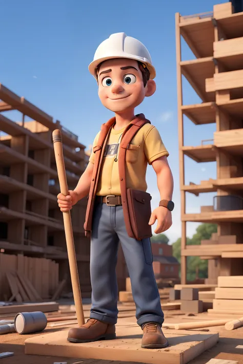 “Jack, the dedicated construction worker, wears a hard hat and wields a measuring stick to ensure precise heights.”