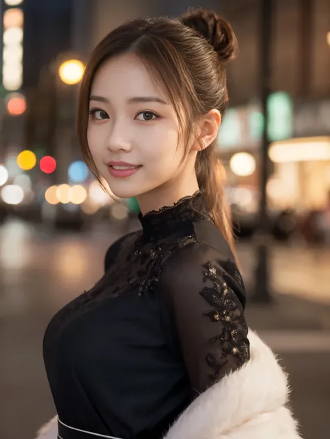 1 girl, (Wearing a black blouse:1.2), Beautiful Japanese actresses, (ponytail:1.3),
(RAW Photos, highest quality), (Realistic, Photorealistic:1.4), masterpiece, 
Very delicate and beautiful, Very detailed, 2k wallpaper, wonderful, 
finely, Very detailed CG...