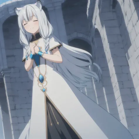 ((masterpiece)), (best quality), (ultra-detailed), photorealistic, (best illustration), ((an extremely delicate and beautiful)), 1girl, solo, long hair, tiger ears, [:tiger tail under:0.2], white hair, two-tone hair, full body, long blue cape, (Alternative...