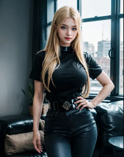 1girl, (Blue Eyes), (smiling :1.2), (Sana Minatozaki), (black makeup with glitter :1.2), (wide hips), (Big tits), (big ass), (Best Quality, 8k, Masterpiece: 1.3), Clear Focus: 1.2, Perfect Body Beauty: 1.4, strong abs, Highly detailed face and skin texture...