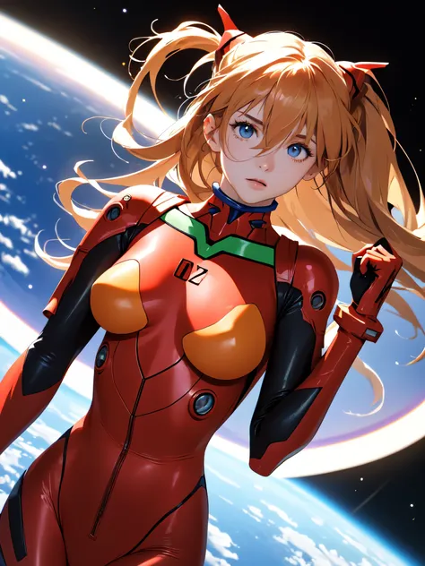 (masterpiece, highest quality), one girl, beautiful face, beautiful body, souryuu_asuka_langley, plug suit, bodysuits, interface...