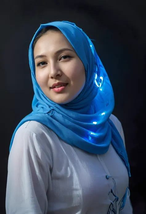 xxmix, photorealistic of asian woman in hijab, 30 years old, beautiful skin, tongue out, ahegao, drool, neon light, in the style...