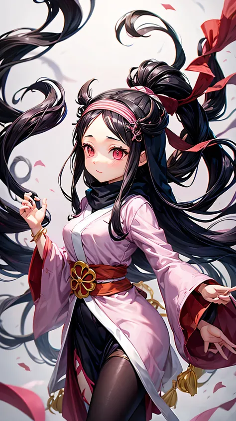 Nezuko from demon slayer,wearing hijab,standing on the fantasy place,very cute,