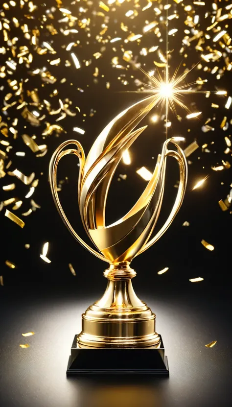 Beautiful golden trophy isolated on dark background,Golden trophy and golden statue,Olympic,Sports symbols,twist,artwork,Fine workmanship,Great craftsmanship,highest quality,Made by craftsmen,beautiful,Metallic luster,artistic,Beautiful light and shadow,Go...