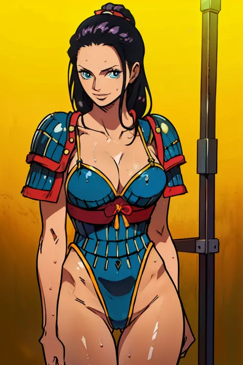 (high resolution, pixel perfect, realistic, gorgeous illustrations), (hyper quality, muste piece, etheric: 1.4), (solo, 1girl), ((wanostyle)), (((Hyper realistic super detailed sexy Nico Robin))), (((((((stand,open legs)))))), cool atmosphere, ((finely det...