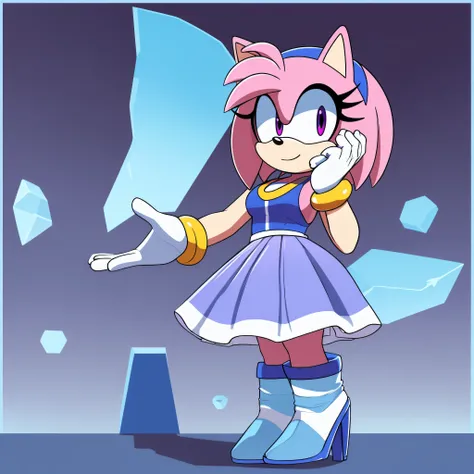 score_9, score_8_up, 2D, flat color, looking at viewer, (1girl), (solo), very detailed, extremely detailed, Amy Rose from the sonic the hedgehog series, portrait, sound lines, makeup, light on the lipstick, hair down, long hair/quills, hair bangs, large bu...